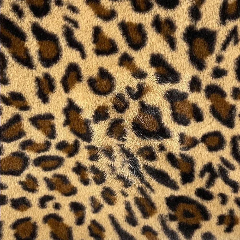 💰Leopard Print Faux Fur Teddy Coat Cropped Open Front Lined Size Small